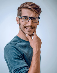 Closeup of young interesting natural sexy male