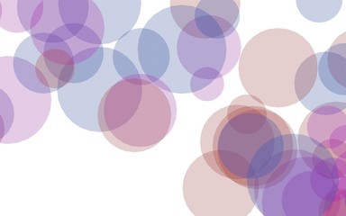 Multicolored translucent circles on a white background. Pink tones. 3D illustration