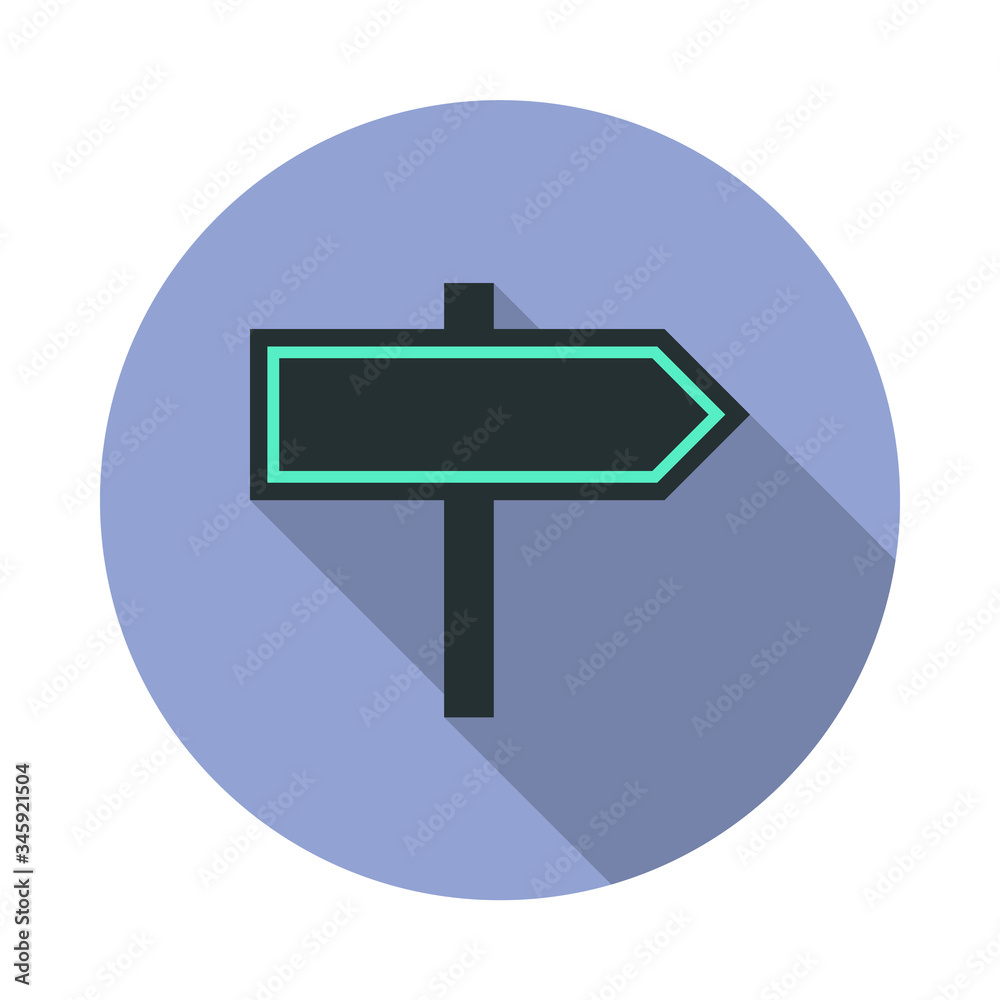 Aufkleber road sign long shadow icon. simple color vector of web icons for ui and ux, website or mobile applic
