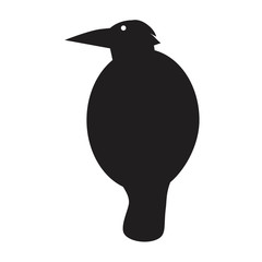 Black crow with beak isolated on white background for design, silhouette stock vector illustration with abstract bird as logo or emblem for design