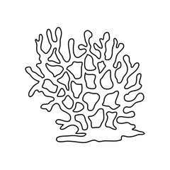  Vector sea coral isolated on white background. Outline vector illustration in doodle style.