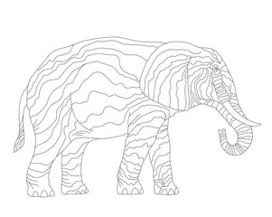 Vector coloring book for children and adults with an elephant. African savannah elephants are the largest land mammals. The study of animals, line art. A series of coloring animals of Africa.