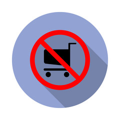 prohibited shopping trolley long shadow icon. Simple color vector of ban icons for ui and ux, website or mobile application