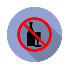 alcohol prohibited long shadow icon. Simple color vector of ban icons for ui and ux, website or mobile application