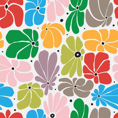 Seamless floral pattern design with stylized large blossoms