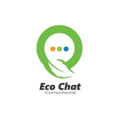 speech bubble leaf concept  logo icon vector