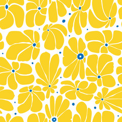 Seamless floral pattern design with stylized large blossoms