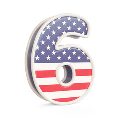 American flag numbers isolated on a white background. 3d image