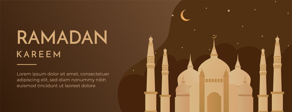 Ramadan Kareem Banner With Flat Style Design