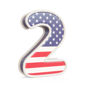 American flag numbers isolated on a white background. 3d image