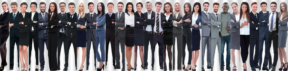 Fototapeta premium panoramic collage of groups of successful employees.