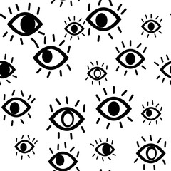 vector seamless pattern with third eye