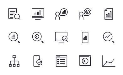 Set of Data analysis vector icon illustration
