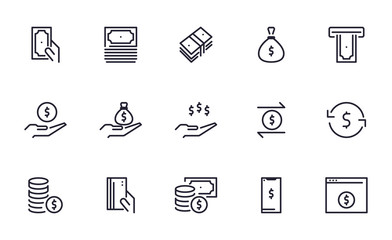 Set of Money vector icon illustration
