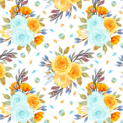 seamless pattern with bright flowers