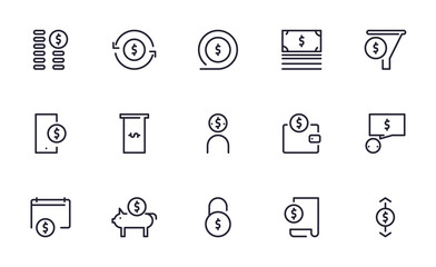 Set of Money vector icon illustration