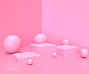 Stage or podium with empty for awards ceremony use for Recommend products, promote products design on pink pastel background