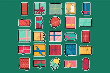 Colorful christmas present boxes flat vector illustration
