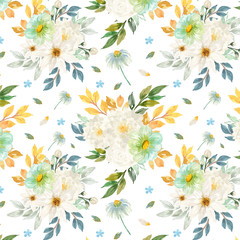 seamless pattern with gorgeous colorful flowers