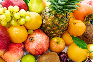 Naklejka na ściany i meble Fresh fruits background.Healthy eating