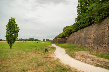 Ferrara city walls and bastions view Emilia Romagna Italy