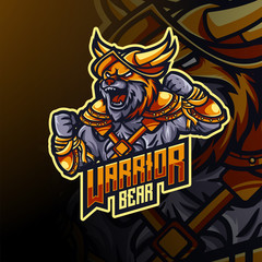 warrior bear esport logo and mascot design