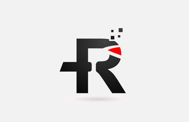 R letter logo icon for business and company with simple black and white dots design