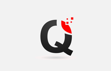 Q letter logo icon for business and company with simple black and white dots design