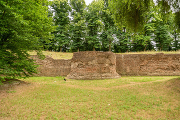 Ferrara city walls and bastions view Emilia Romagna Italy