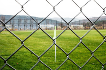 soccer ball in goal net