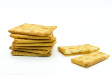 Close-up view of the crackers isolated on white background.