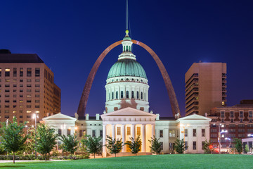 St. Louis, Missouri, USA Park and Cityscape - obrazy, fototapety, plakaty