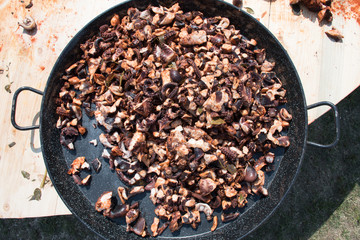 Octopus small chopped bites, street food festival. Seafood festival.