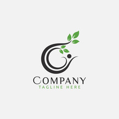 simple leaves  logo vector graphic  with an icon that formed from combination of the letter 