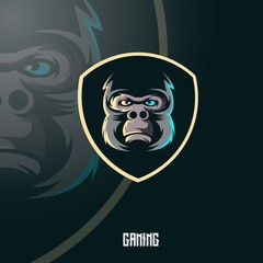 Gorilla mascot logo design vector with modern illustration concept style for badge, emblem and t shirt printing. Angry gorilla illustration for sport and e-sport team.