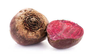 Fresh natural beetroots isolated on white background