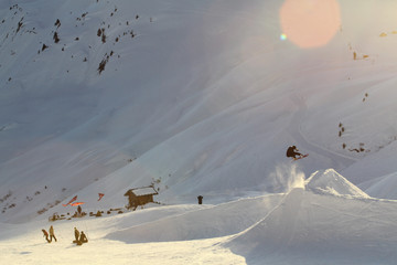 Snowboarding in the French alps 