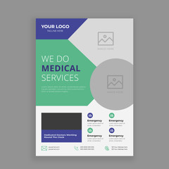 Medical Health care flyer poster template design, report leaflets cover brochure pamphlet annual, a4 print layout with blue color vector illustration