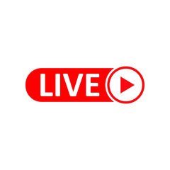 Live Stream sign. Red symbol, button of live streaming, broadcasting, online stream emblem.