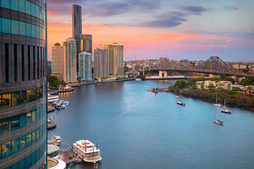 Brisbane. Cityscape image of Brisbane skyline, Australia during sunset. - obrazy, fototapety, plakaty