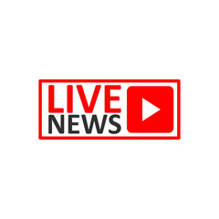 Live Stream sign. Red symbol, button of live streaming, broadcasting, online stream emblem.