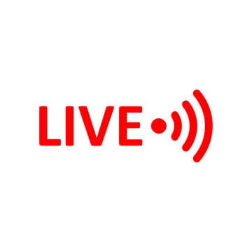 Live Stream sign. Red symbol, button of live streaming, broadcasting, online stream emblem.