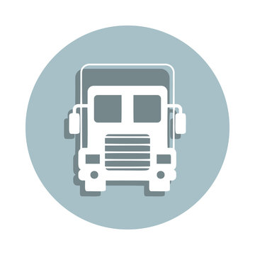 Front view truck, travel badge icon. Simple glyph, flat vector of transport icons for ui and ux, website or mobile application