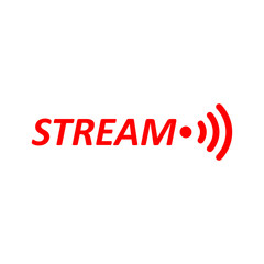 Live Stream sign. Red symbol, button of live streaming, broadcasting, online stream emblem.