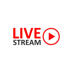 Live Stream sign. Red symbol, button of live streaming, broadcasting, online stream emblem.