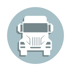 Front view truck, auto badge icon. Simple glyph, flat vector of transport icons for ui and ux, website or mobile application