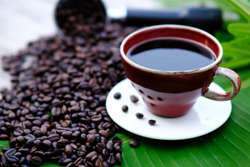 cup of coffee with beans