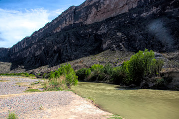 Cliff wall between Mexico and the USA