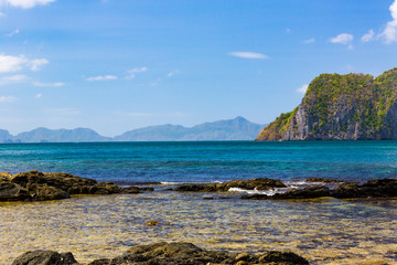 Fototapeta na wymiar Scenery of the islands and coastal area of the island of Palawan in the Philippines.