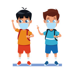 little boys using face masks for covid19